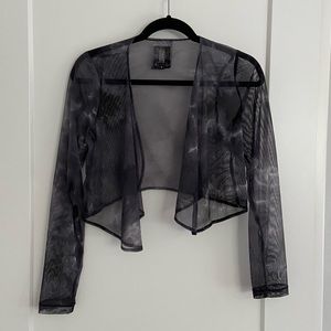 Shrug, sheer black/gray, Sympli, size 8. Great for the holidays!